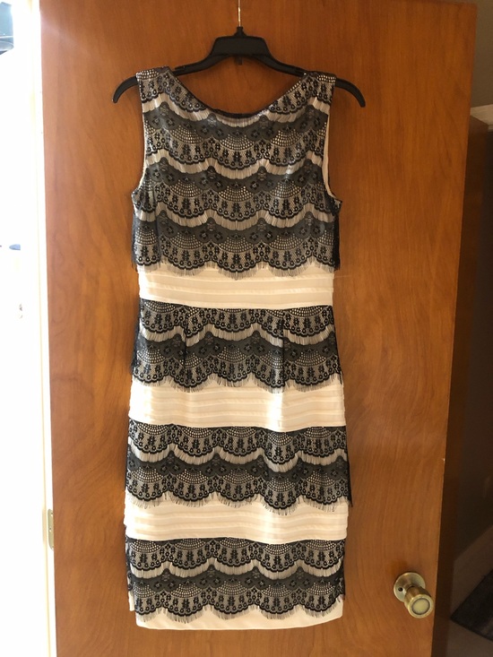 Dresses & Skirts - Sleeveless Black and White Lace Overlay Dress